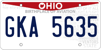 OH license plate GKA5635