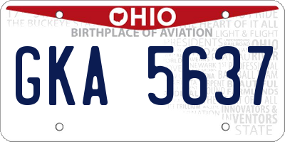 OH license plate GKA5637