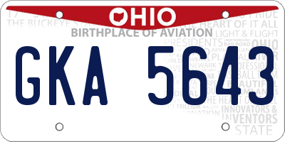 OH license plate GKA5643