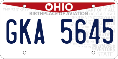OH license plate GKA5645