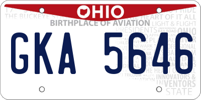 OH license plate GKA5646
