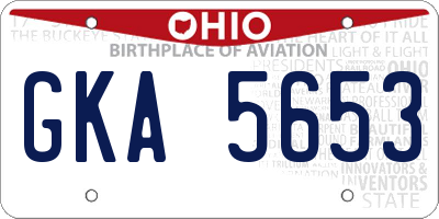 OH license plate GKA5653