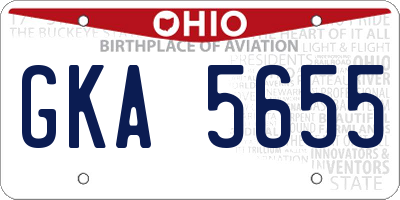 OH license plate GKA5655