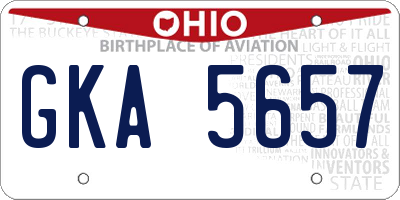 OH license plate GKA5657