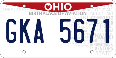 OH license plate GKA5671