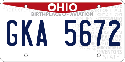 OH license plate GKA5672
