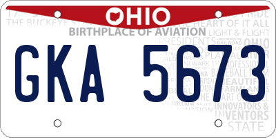 OH license plate GKA5673