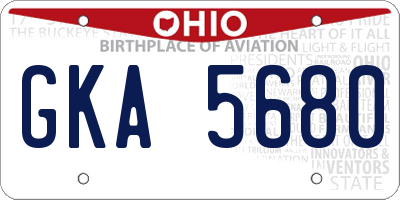 OH license plate GKA5680