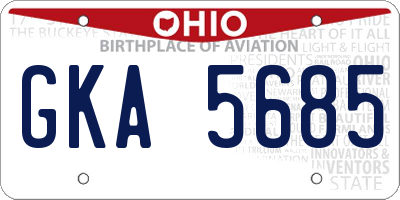 OH license plate GKA5685