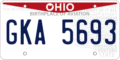 OH license plate GKA5693