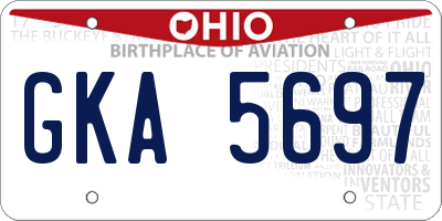 OH license plate GKA5697