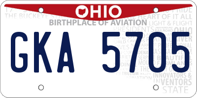 OH license plate GKA5705