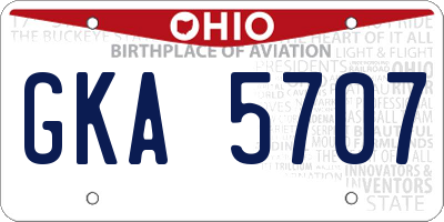 OH license plate GKA5707