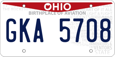 OH license plate GKA5708