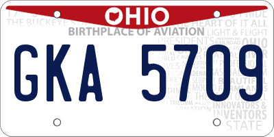 OH license plate GKA5709