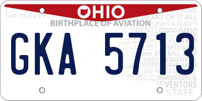 OH license plate GKA5713