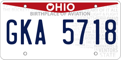 OH license plate GKA5718