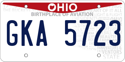 OH license plate GKA5723