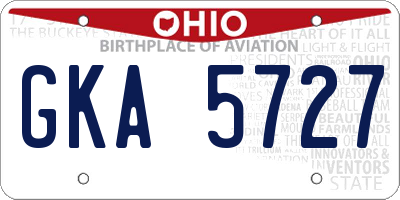 OH license plate GKA5727