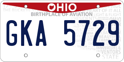 OH license plate GKA5729