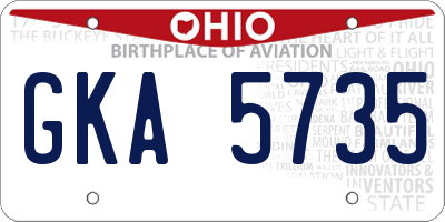 OH license plate GKA5735
