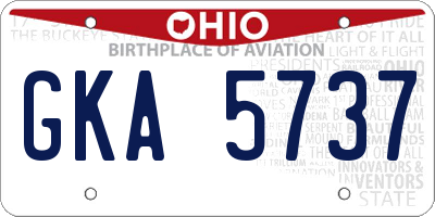 OH license plate GKA5737