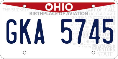 OH license plate GKA5745