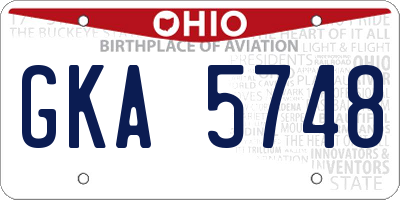 OH license plate GKA5748