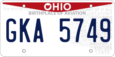 OH license plate GKA5749