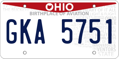 OH license plate GKA5751