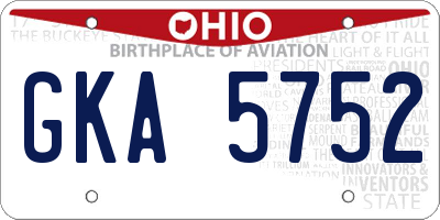 OH license plate GKA5752