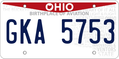 OH license plate GKA5753