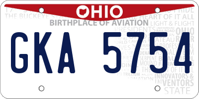 OH license plate GKA5754