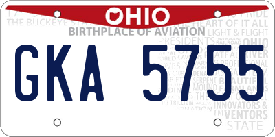 OH license plate GKA5755