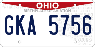 OH license plate GKA5756
