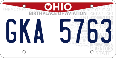 OH license plate GKA5763