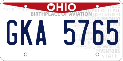OH license plate GKA5765