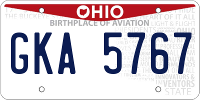 OH license plate GKA5767