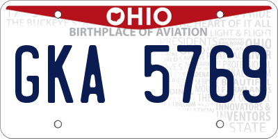 OH license plate GKA5769