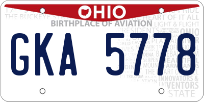 OH license plate GKA5778