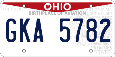 OH license plate GKA5782