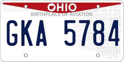 OH license plate GKA5784