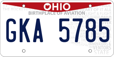 OH license plate GKA5785