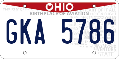 OH license plate GKA5786