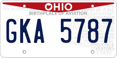 OH license plate GKA5787