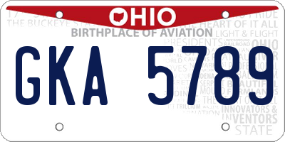 OH license plate GKA5789