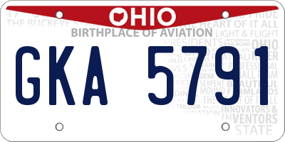 OH license plate GKA5791