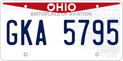 OH license plate GKA5795