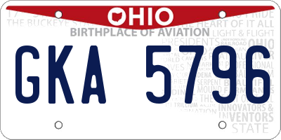 OH license plate GKA5796