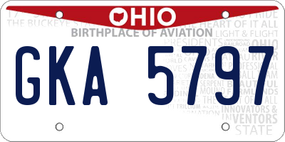 OH license plate GKA5797